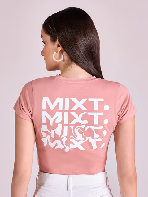 Pink Round Neck Printed T-shirt
