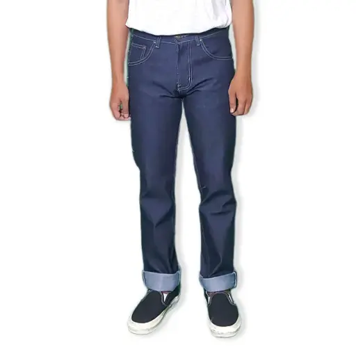 Celana Denim Selvedge Original Pria 13.5 oz Non Stretch Raw Black Indigo